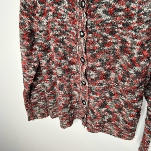 Woolrich Womens Cardigan Sweater Gray Red Marled Long Sleeve Mock Neck Med - Picture 3 of 10